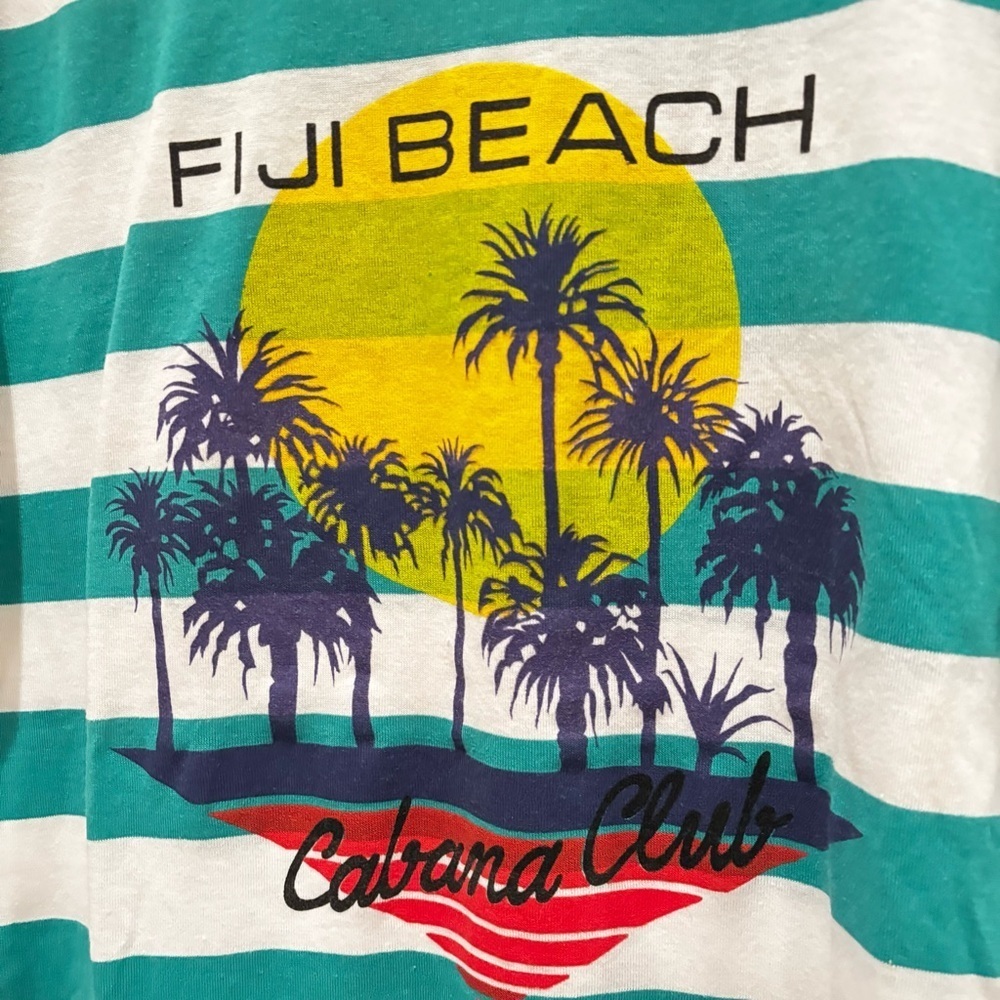 VIntage 70's 80's New Connections Fiji Beach Bold Strip T-shirt Size Medium - Picture 3 of 12